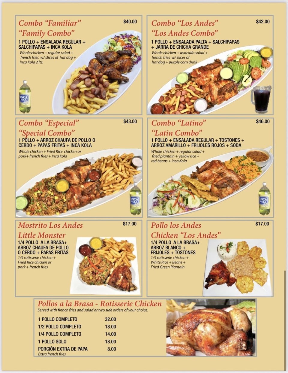 Restaurant menu showing lunch specials.
